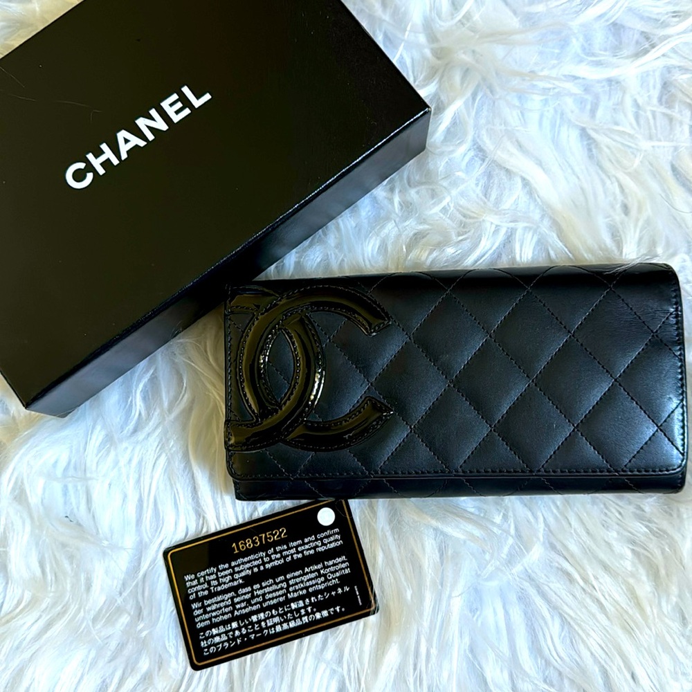 Chanel Long Clutch/ Leather Wallet! Black Quilted CC Full Inclusion EUC!